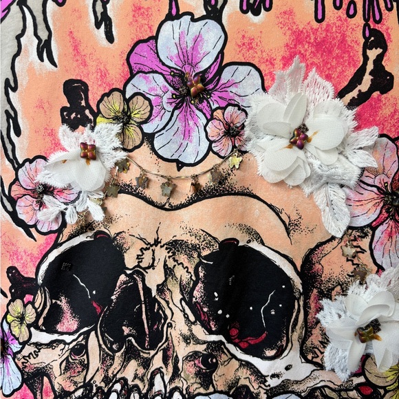 Customized Metallica Rockstar Blue Denim Jean Jacket with Skull Floral Design XL - Picture 5 of 14